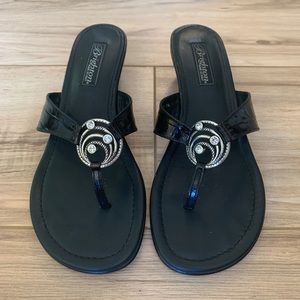 Brighton Black Flip Flop with Silver Detail